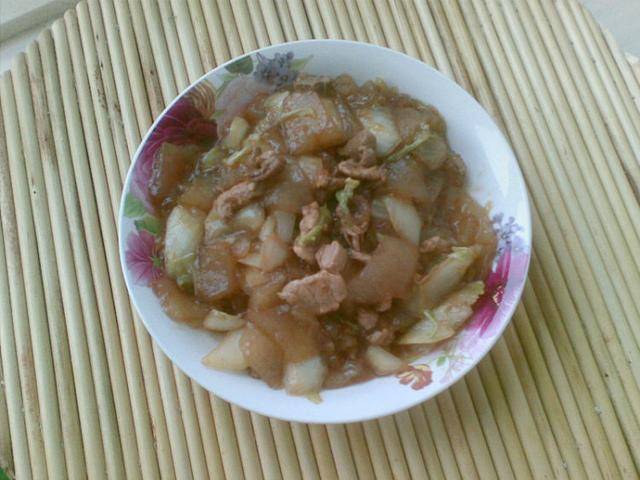 蓟县的白菜溜粉坨家乡味一顿一盘不够吃