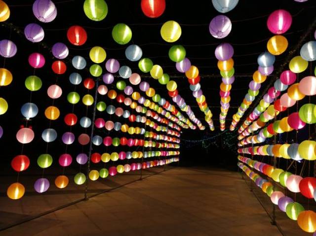 (现场图) 最好的光景,莫过于漫天灯笼阵前, 佳人赏灯观景, 有友换互