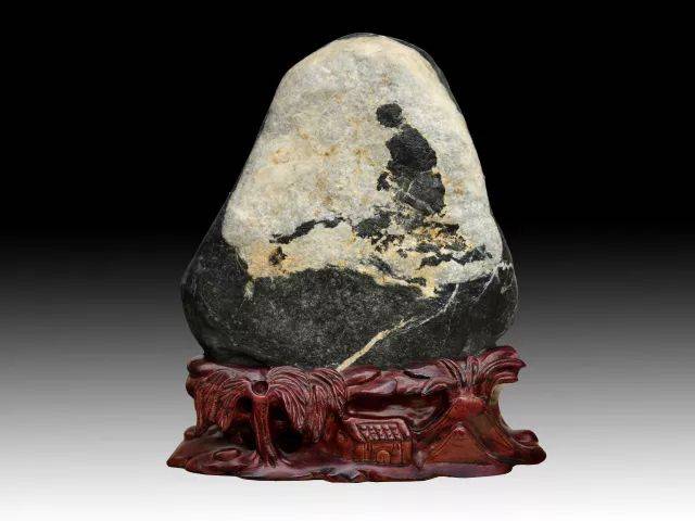 【西施浣纱】 汉江图纹石 26×22×10cm 俞柏华 藏 13991606665