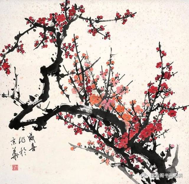 "红梅迎春"— 画梅名家王成喜梅花作品欣赏