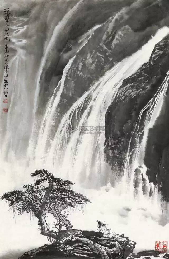 国画山水山泉瀑布收集资料