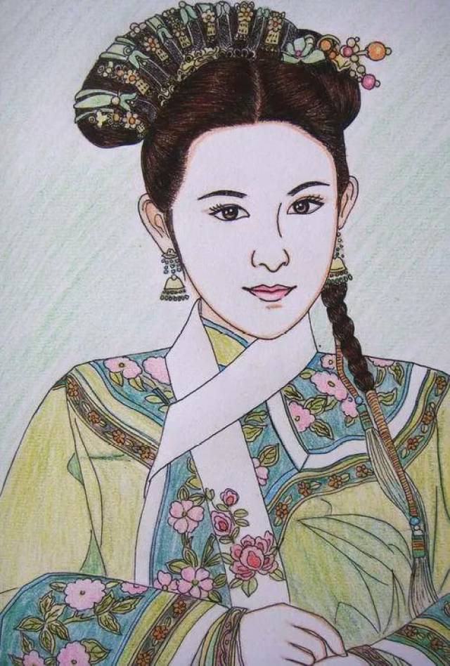 甄嬛传人物彩铅画图片图片