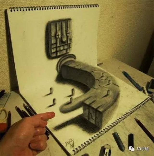 平面到三维人物和场景的变化,另外还有折页页面的速写本的两个平面