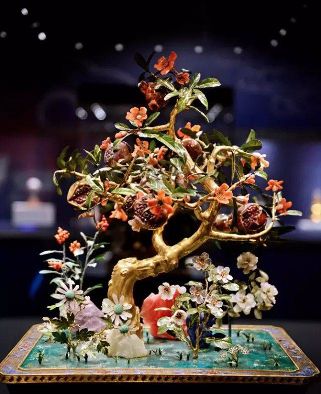 中国美術 七宝焼 玉石盆栽 玉石盆景 觀賞石