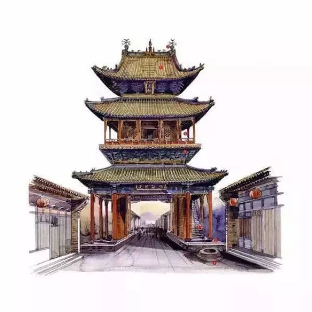 中国画建筑画法简单图片