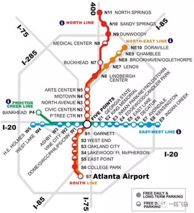 亚特兰大都会区轨道交通线路图