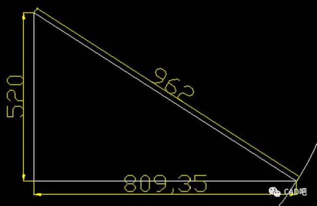 如何用cad画图测算三角形的边长