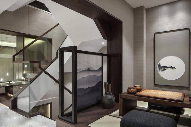 设计实景图丨419㎡独栋别墅,新中式风格,阁楼坡屋顶设计