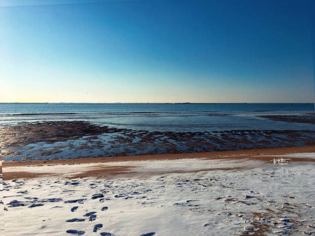 惊蛰后的一场大雪,海边变成了"银滩"