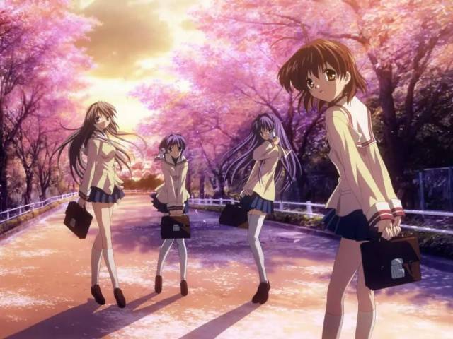 clannad 在某个小镇,主角冈崎朋也因为家庭的因素成为不良少年,一直与