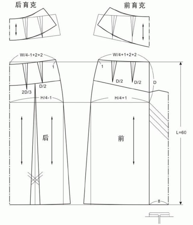 一步裙结构图图片