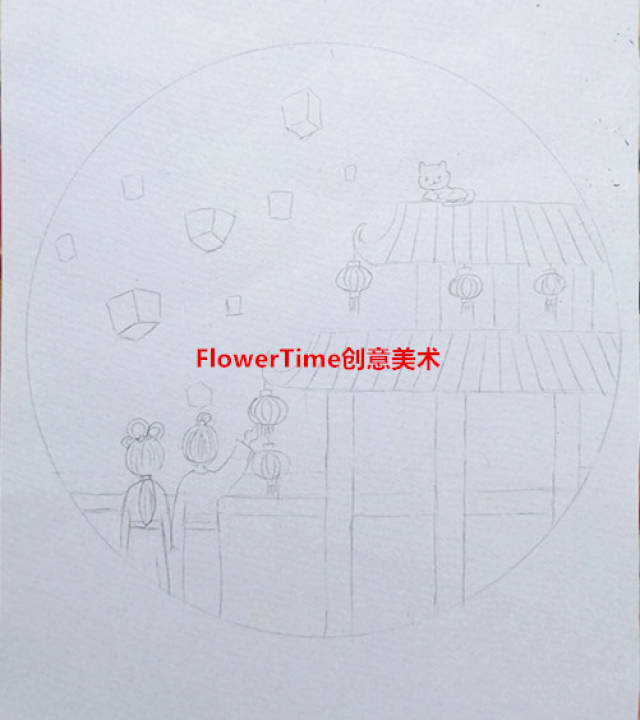 元宵节水粉画简笔图片