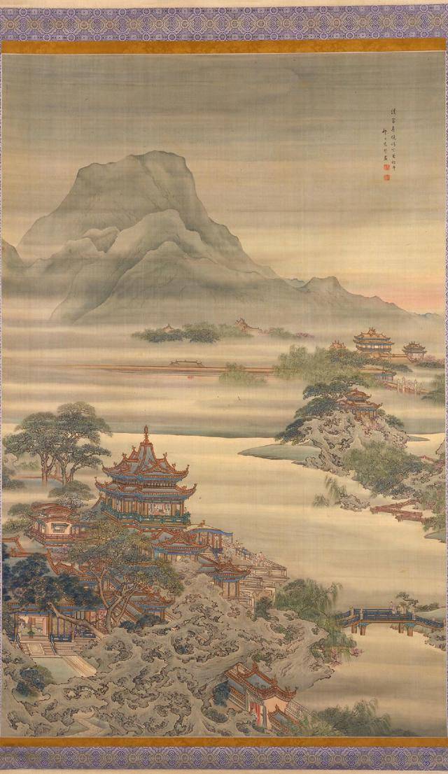 "丁亥"年即清康熙四十六年(1707年)66岁时仿元代王蒙画江南春色之作