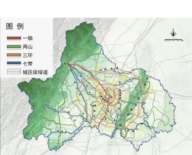 成都天府绿道规划体系图(来源:成都市总体规划2016—2035)