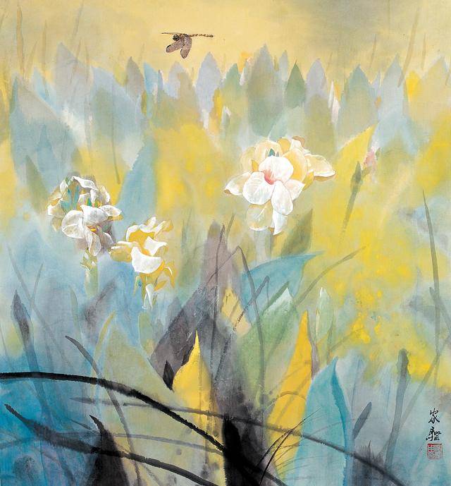 一只蜻蜓 98×98cm 设色纸本