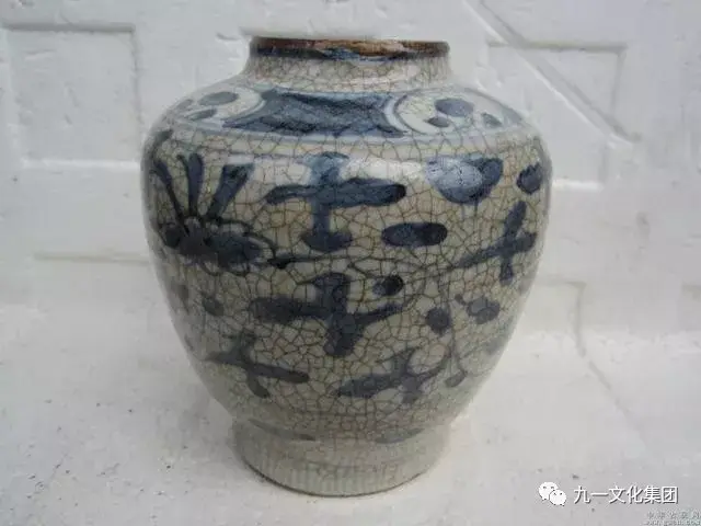 中国　骨董　清時代　仿哥窑  哥窯　青花　染め付け　花瓶 中国 骨董 清時代 仿哥窑 哥窯 青花 染め付け 花瓶