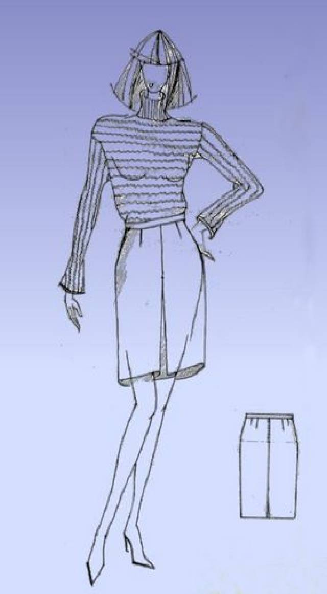 一步一步教你画西服裙