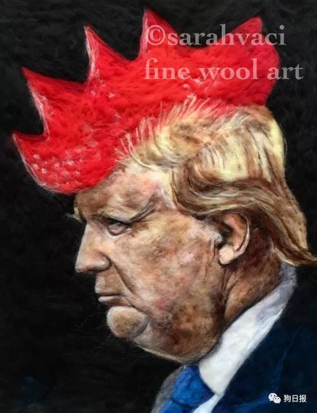 夕阳下的鹦鹉情侣 人类的肖像也会涉猎 以及红鸡冠斗士 唐川普大总统