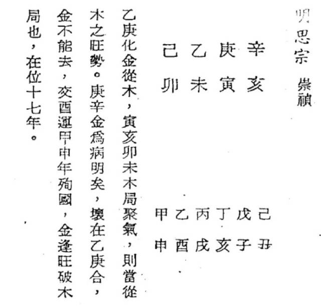 民国命学大家徐乐吾也点评过崇祯八字,非常简短,取用却与袁先生截然