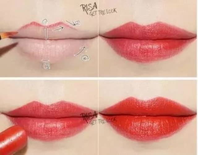 喜欢同款高清晰唇线画法的妹子,可以用唇线笔/唇刷来描绘边界线,像