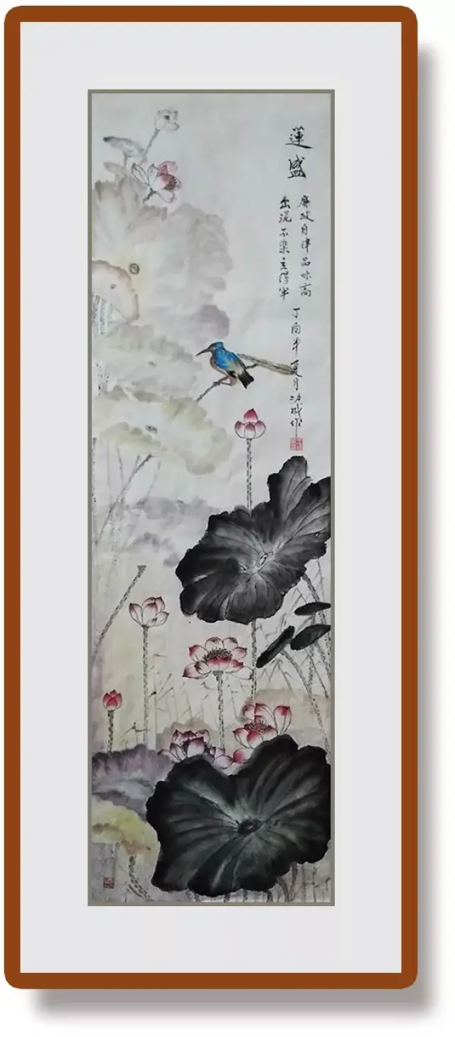 现在退休在市老年大学继续研究国画,2017年有13幅作品被中国集邮网