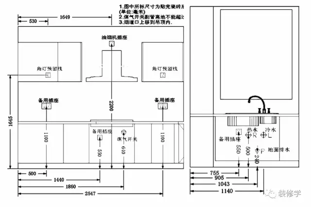 一般建议根据洗菜(水槽)→切菜(台面)→炒菜(炉灶)按顺序进行排列