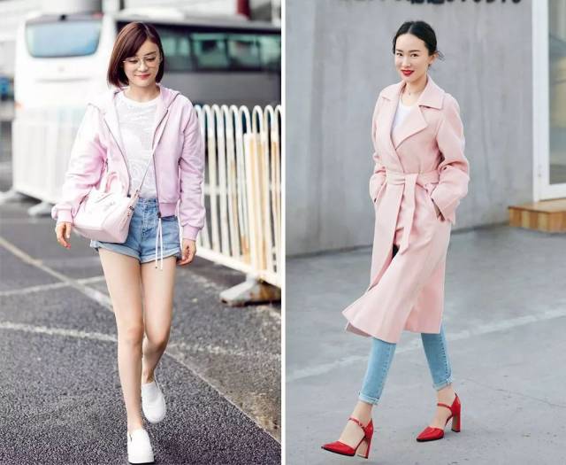 其中大家平时穿的最多的应该就是粉蓝这个组合.