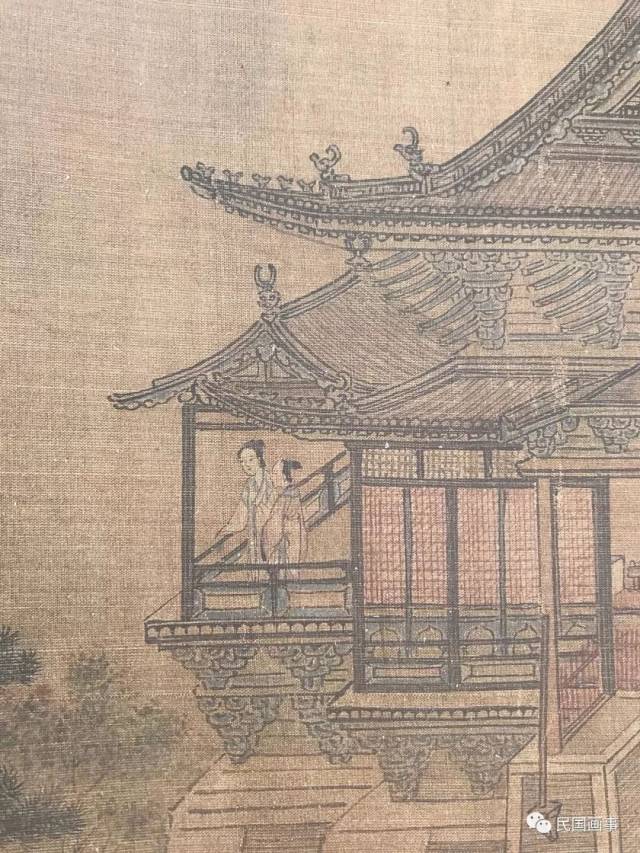 王诜(传)的飞阁延凤,建筑物的细节都看的很清楚.