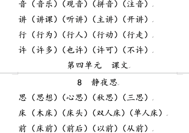 名师熬夜整理 一年级下册语文最头疼生字组词 背熟考试保证高分