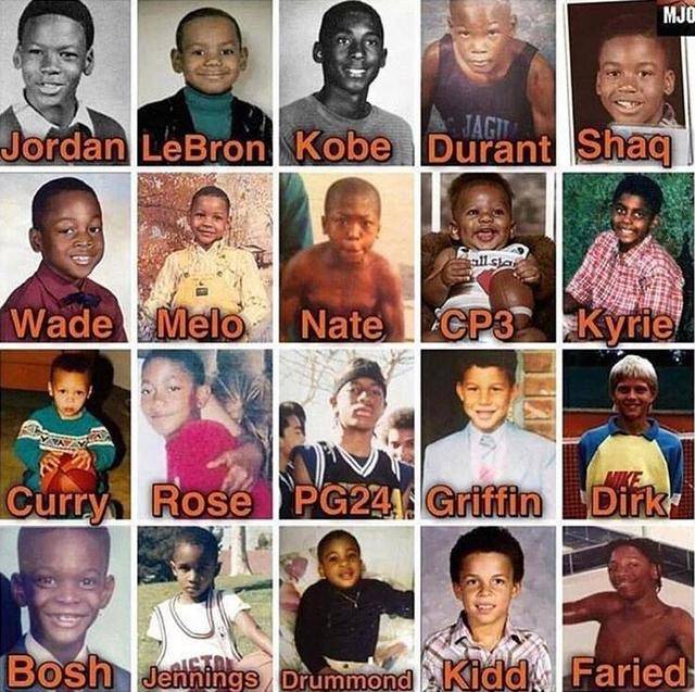 奥尼尔晒20位nba巨星小时候萌照自称最可爱你赞同吗