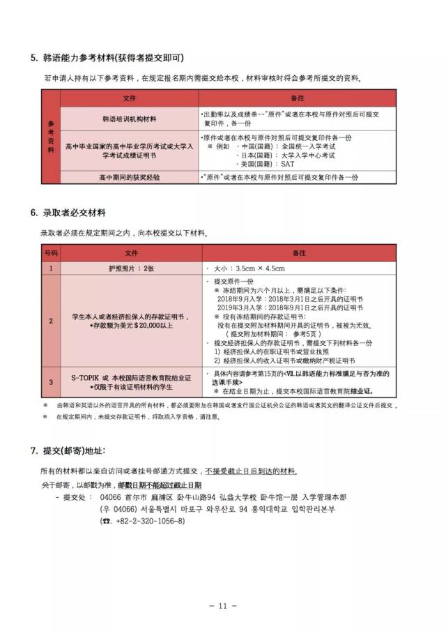 2018年9月韩国弘益大学本科招生简章