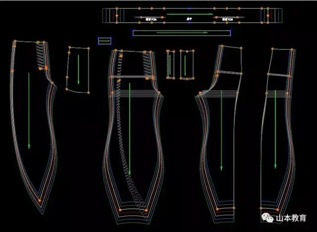 服装打版裁剪-女高腰九分灯笼裤打版制图