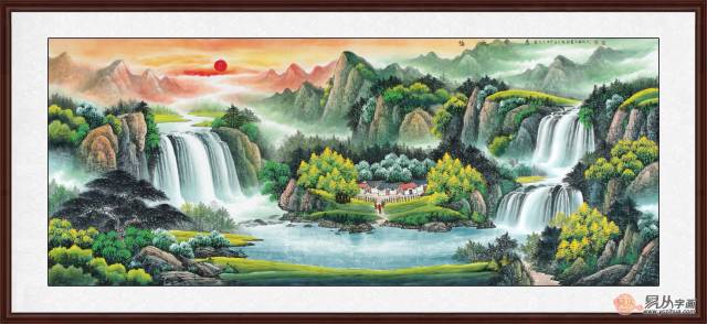 青绿山水推荐一:刘燕姣镇宅旺财风水画作品《福地安居》来源:易从网