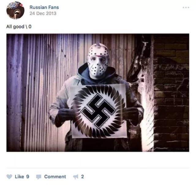 发布的挑衅言论和图片都 具有明显的"纳粹主义"或"极端主义"的倾向