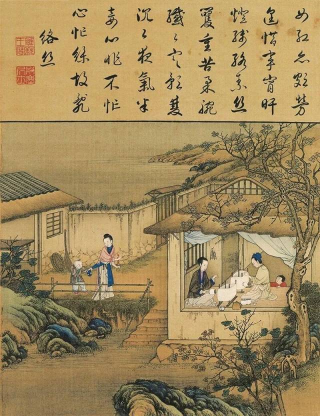 乾隆把清漪园(颐和园)的一处富有田园风光的景色命名为"耕织图"