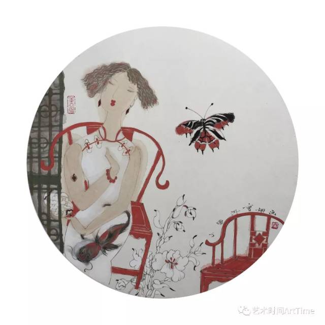 盛开在曹娜·意象工笔重彩中的女人花