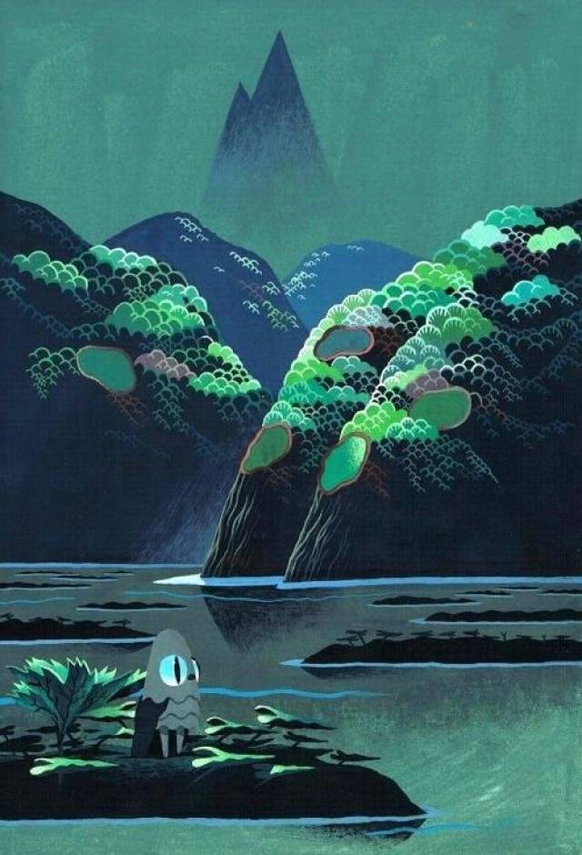 这样的山水更符合现代人的审美,竟然来自外国插画师的创作