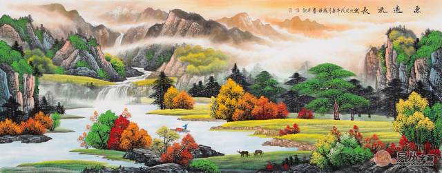 春景山水画 刘燕姣手绘山水画新作《源远流长》【作品出自:易从网】