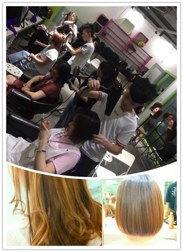 以上是课堂实况,学员学习10天左右的作品阿杰美发学校培训结合市场