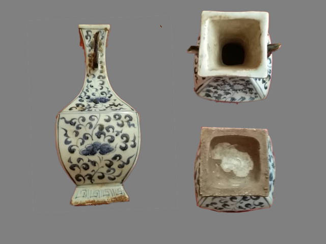 古玩旧藏青花寿字花卉纹双耳瓶_青花瓷_图片鉴赏_收藏价值_7788 清朝