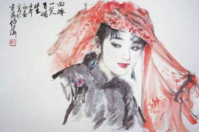 国画写意精神的表达，国画经典人体作品赏析，国画大师笔下的梦中情人_