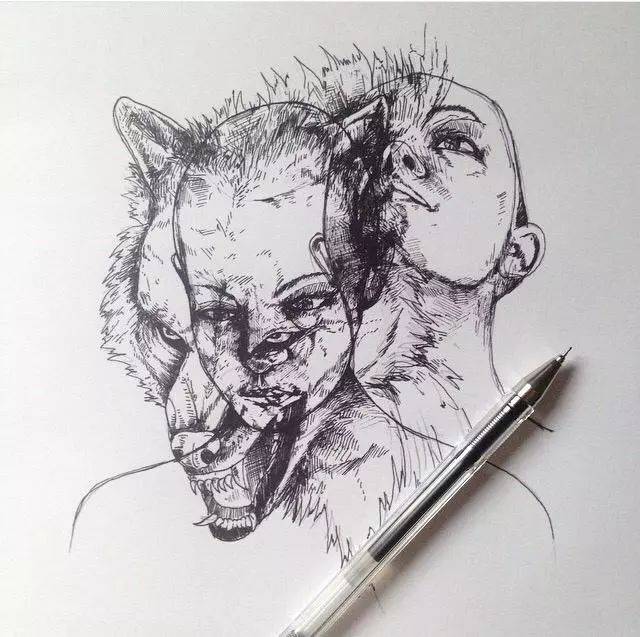 神了 一只中性笔也能画出这么美的插画作品?