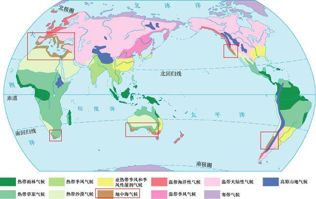 六大洲都有分布的地中海气候,成世界上分布最为广泛的气候类型