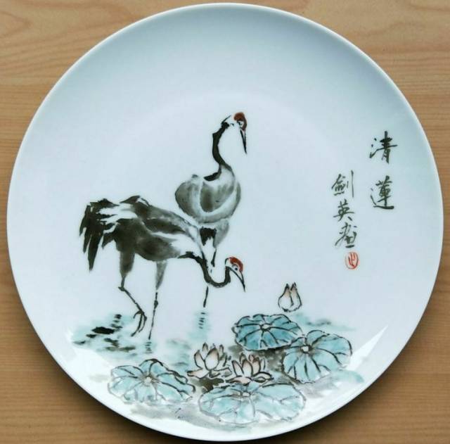 景德镇叶剑英陶瓷彩盘绘画艺术欣赏