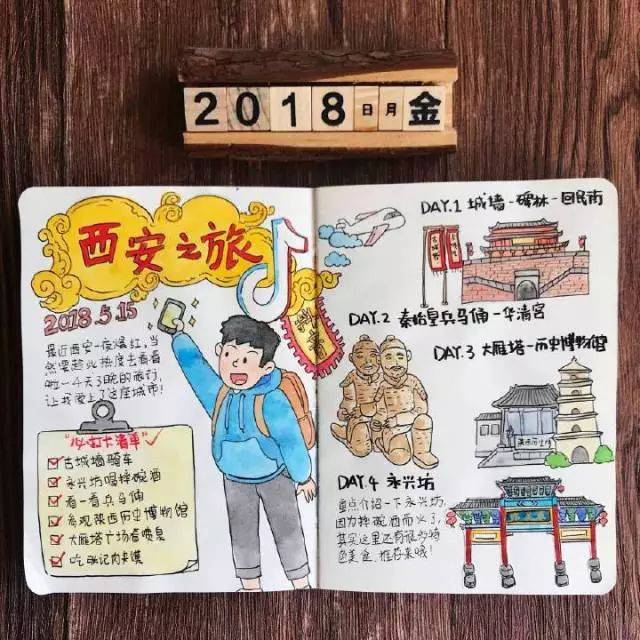 画了一本 "西安旅行手帐"