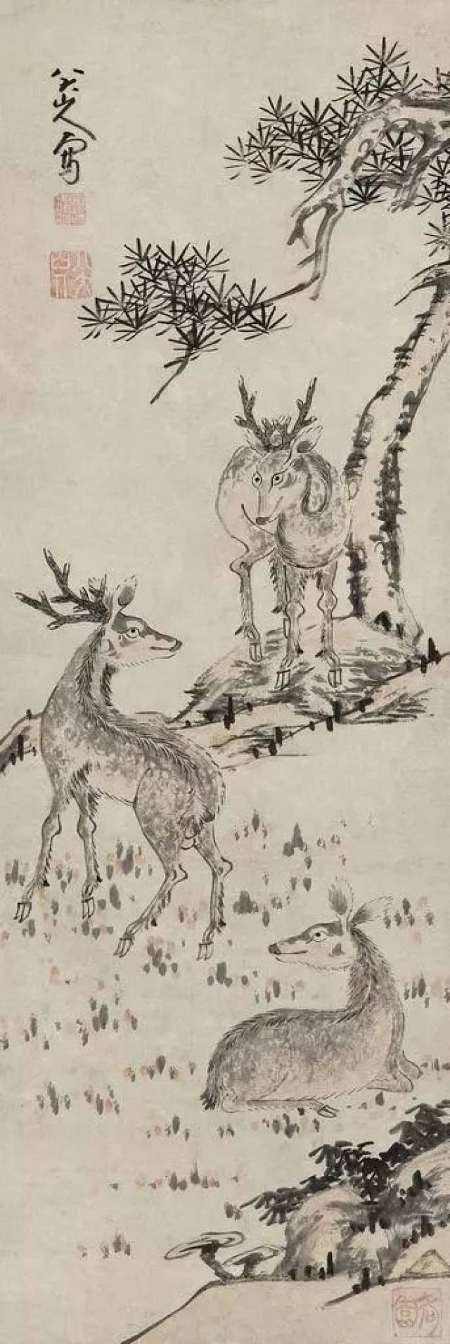 赏画| 八大山人画鹿_搜狐网