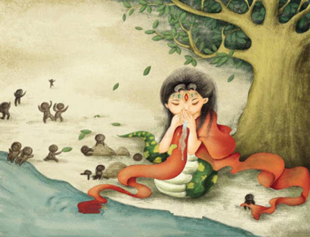 河南唐河曾出土一幅《伏羲女娲图》,面前就有两朵烟.