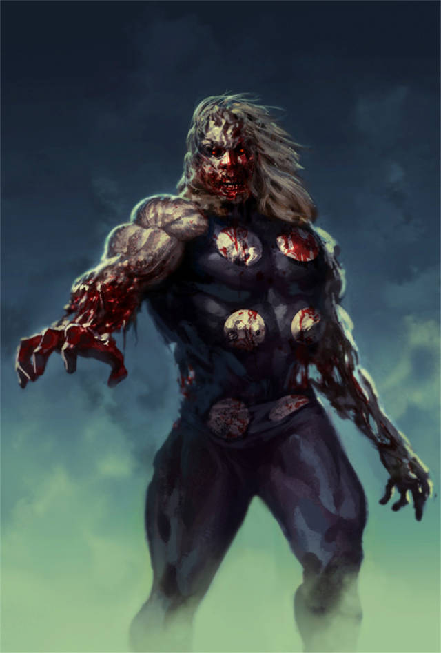 变成丧尸的雷神托尔身穿紧身衣.