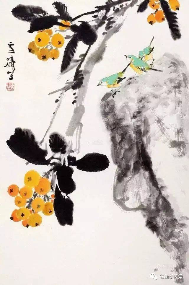 齐白石 枇杷草虫 枇杷在国画中是极富田园美好寓意的作品,白石廊怂