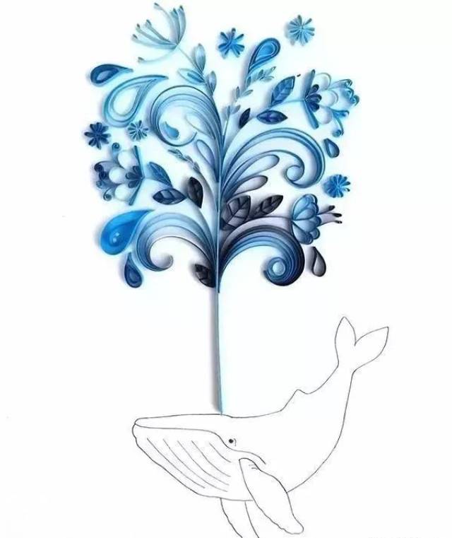 复杂的衍纸 让鲸鱼喷水更加美丽